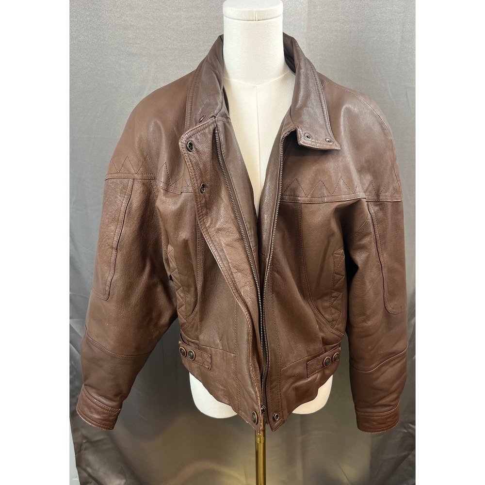 VTG 90s Adventure Bound Wilsons Leather Bomber Jacket Size Large Red Brown